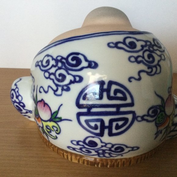 Vintage Chinese Jingdezhen Happy laughing Buddha blue figurine statue 景德镇雕塑瓷厂 - Picture 4 of 7